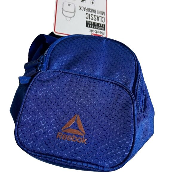 Reebok Blue Classic Mini Backpack Water Resistant‎ Adjustable Strap Double Zip - Picture 1 of 6